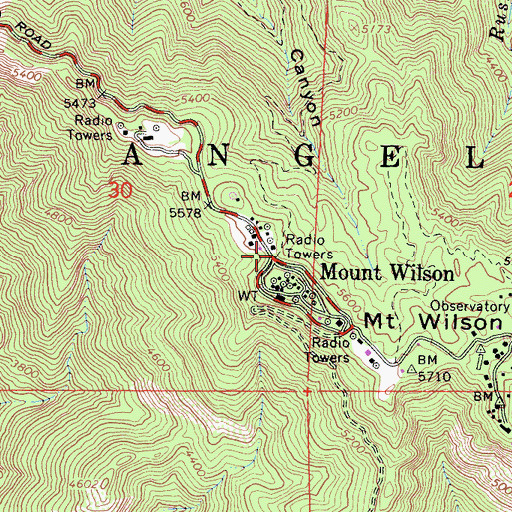 Topographic Map of KPWR-FM (Los Angeles), CA