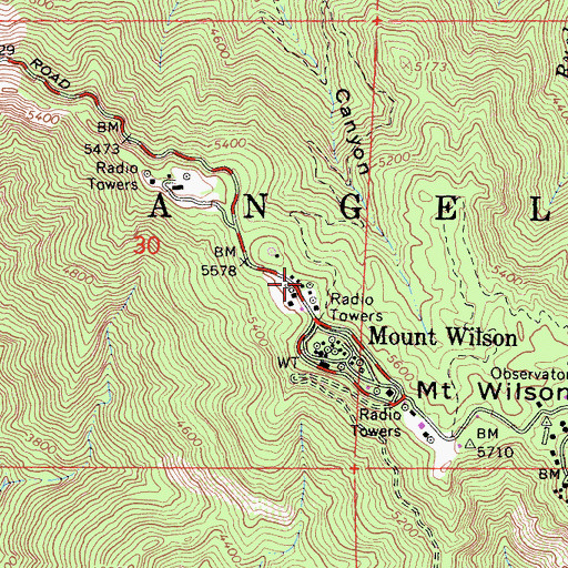 Topographic Map of KLVE-FM (Los Angeles), CA