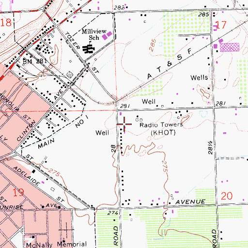 Topographic Map of KXMX-FM (Madera), CA