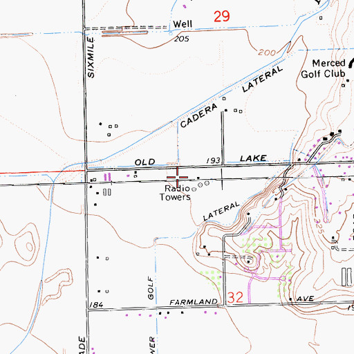 Topographic Map of KABX-FM (Merced), CA