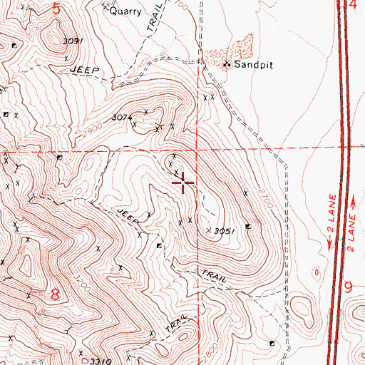 Topographic Map of KHXT-FM (Mojave), CA