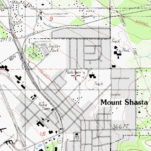 Topographic Map of KEDY-FM (Mount Shasta), CA