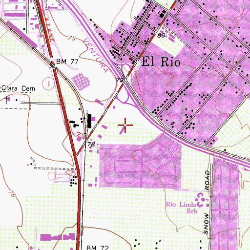 Topographic Map of KDAR-FM (Oxnard), CA