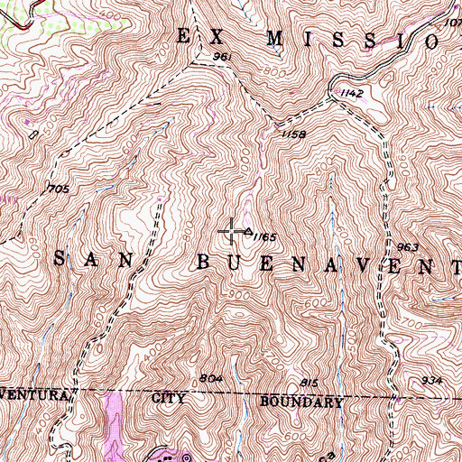 Topographic Map of KDAR-FM (Oxnard), CA