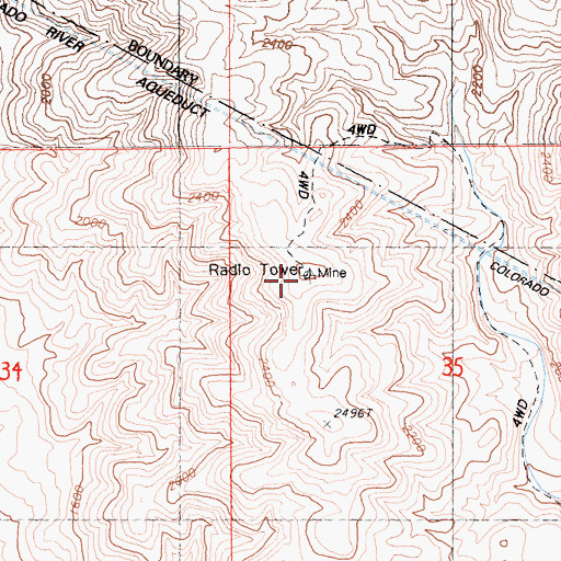 Topographic Map of KPLM-FM (Palm Springs), CA