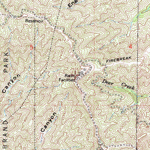 Topographic Map of KROQ-FM (Pasadena), CA