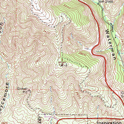 Topographic Map of KUCR-FM (Riverside), CA