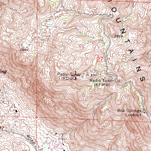 Topographic Map of KGGI-FM (Riverside), CA