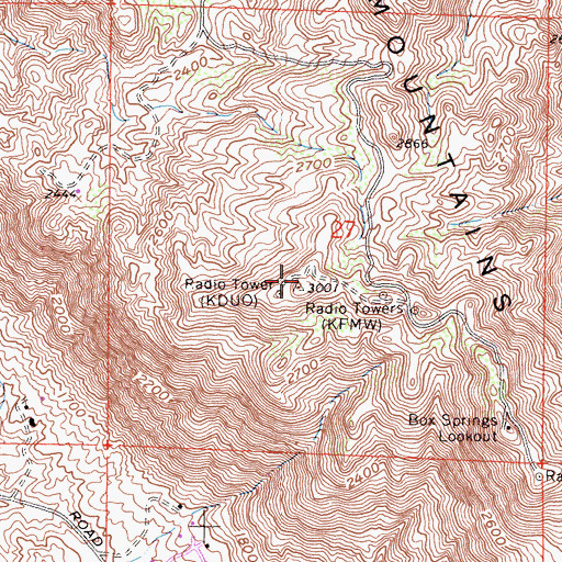 Topographic Map of KOLA-FM (San Bernardino), CA