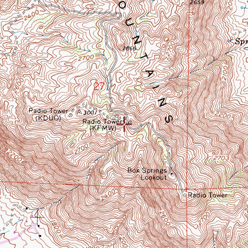 Topographic Map of KOLA-FM (San Bernardino), CA