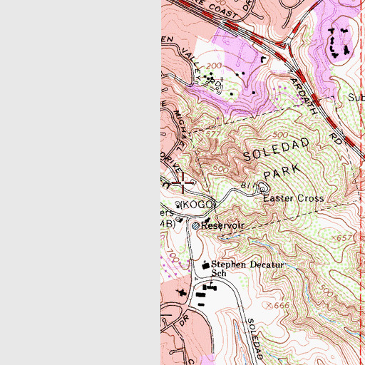 Topographic Map of KSDO-FM (San Diego), CA
