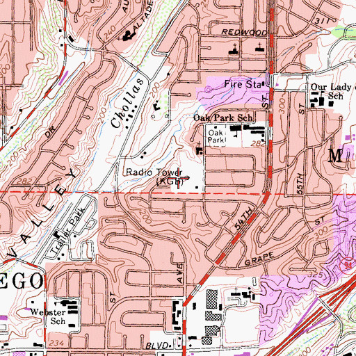 Topographic Map of KGB-FM (San Diego), CA