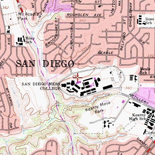 Topographic Map of KSDS-FM (San Diego), CA