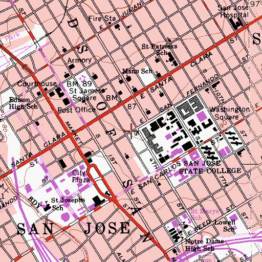 Topographic Map of KSJS-FM (San Jose), CA