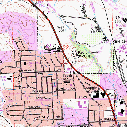 Topographic Map of KCPR-FM (San Luis Obispo), CA