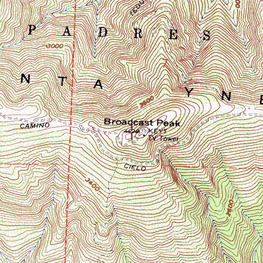 Topographic Map of KCSB-FM (Santa Barbara), CA