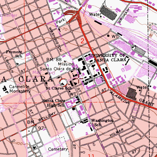 Topographic Map of KSCU-FM (Santa Clara), CA