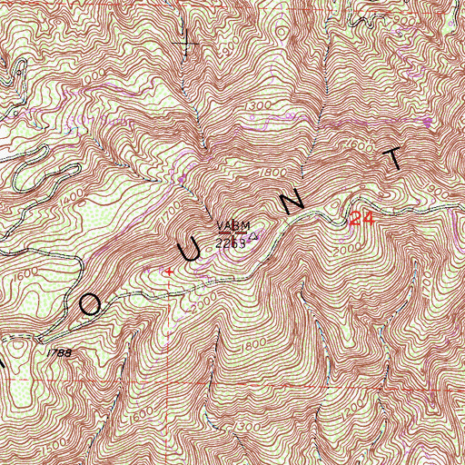 Topographic Map of KXBS-FM (Santa Paula), CA