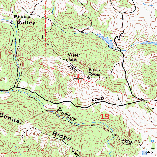 Topographic Map of KXFX-FM (Santa Rosa), CA