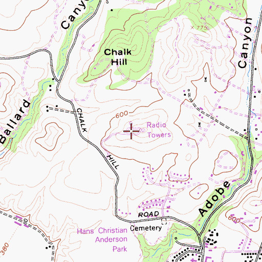 Topographic Map of KSYV-FM (Solvang), CA