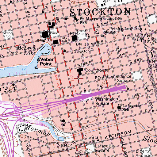 Topographic Map of KCJH-FM (Stockton), CA