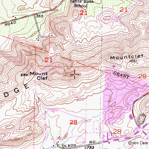 Topographic Map of KCLU-FM (Thousand Oaks), CA