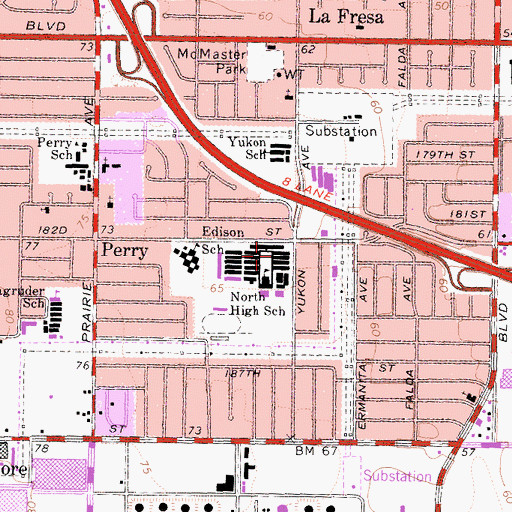Topographic Map of KNHS-FM (Torrance), CA