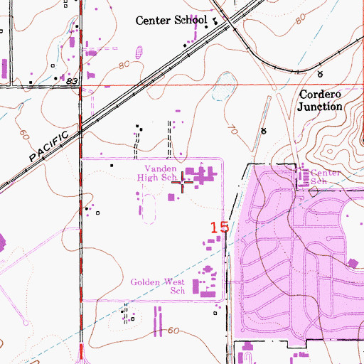 Topographic Map of KVIK-FM (Travis AFB), CA