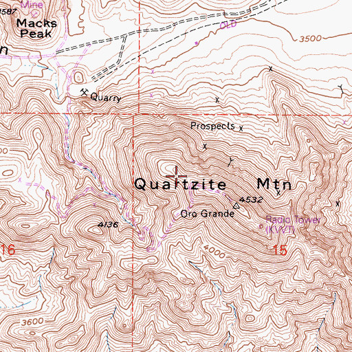Topographic Map of KVVQ-FM (Victorville), CA