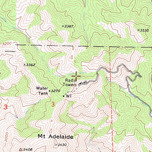 Topographic Map of KDOB-TV (Bakersfield), CA