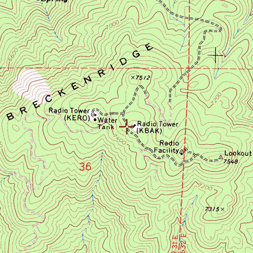 Topographic Map of KBAK-TV (Bakersfield), CA