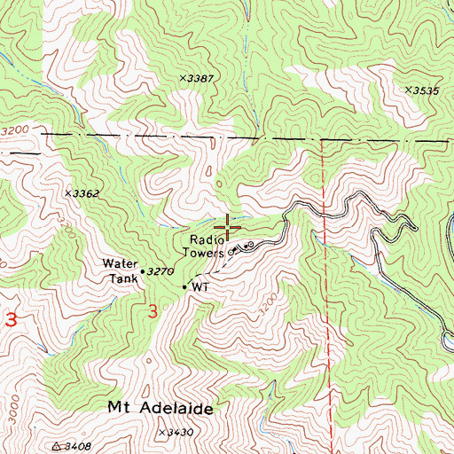Topographic Map of KGET-TV (Bakersfield), CA