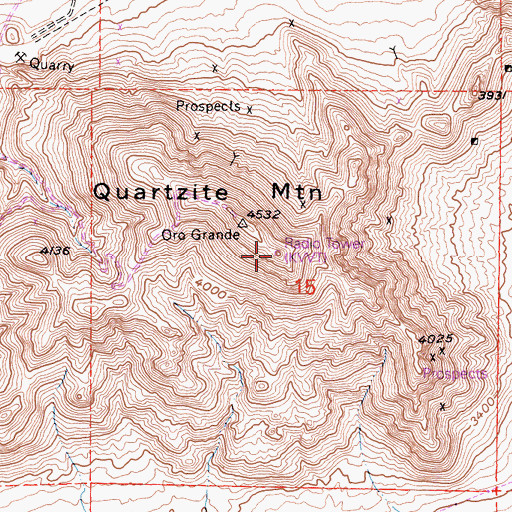 Topographic Map of KVVT-TV (Barstow), CA