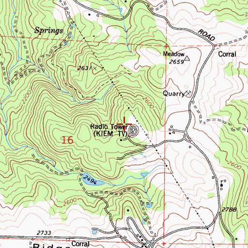 Topographic Map of KIEM-TV (Eureka), CA