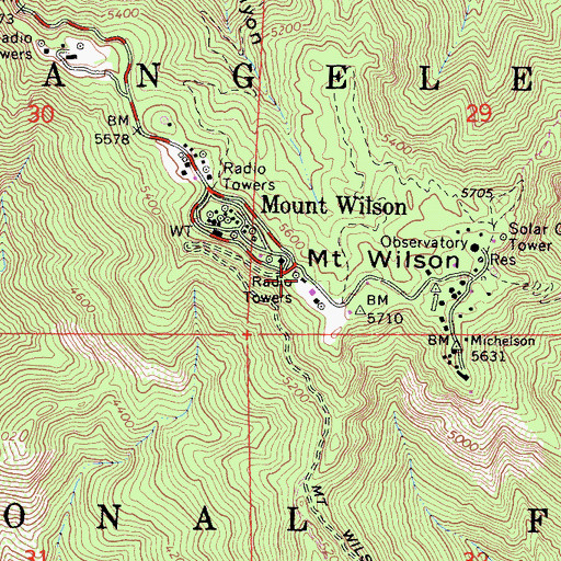 Topographic Map of KTTV-TV (Los Angeles), CA