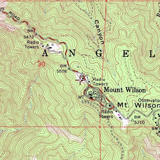 Topographic Map of KCOP-TV (Los Angeles), CA
