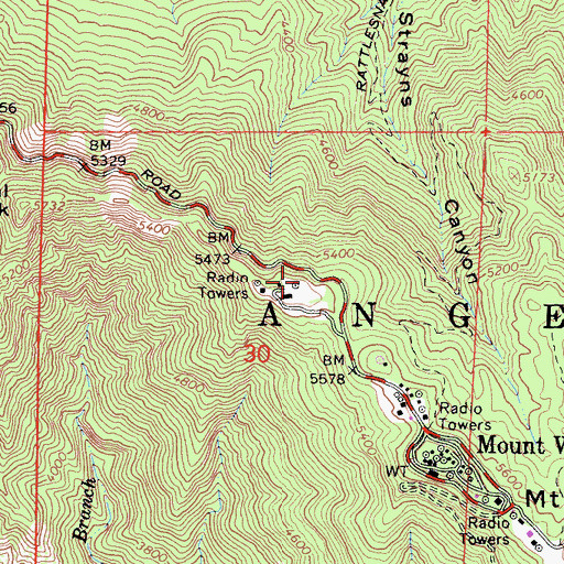 Topographic Map of KCBS-TV (Los Angeles), CA