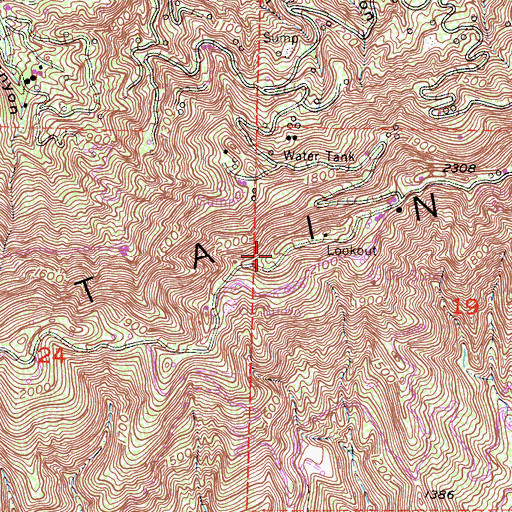 Topographic Map of KADY-TV (Oxnard), CA