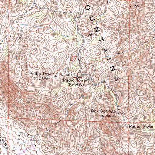 Topographic Map of KVCR-TV (San Bernardino), CA