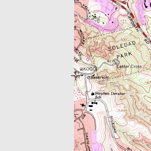 Topographic Map of KFMB-TV (San Diego), CA