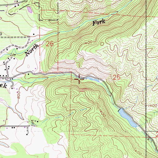 Topographic Map of Mendocino Middle 1089-000 Dam, CA