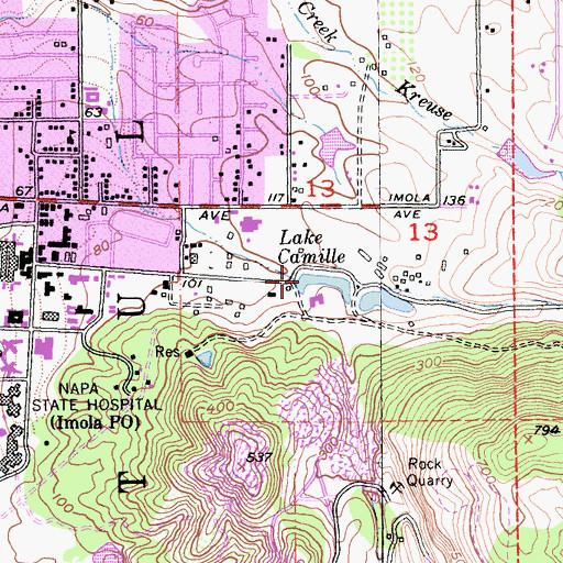 Topographic Map of Lake Camille 1-005 Dam, CA