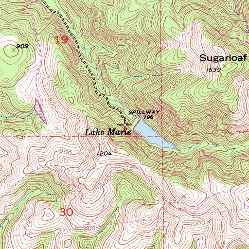 Topographic Map of Lake Marie 1-006 Dam, CA