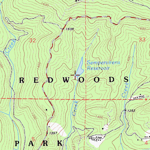 Topographic Map of Sempervirens 1-02 Dam, CA