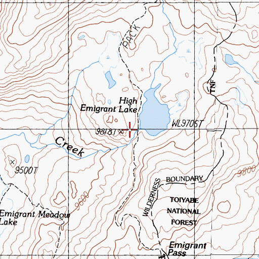 Topographic Map of High Emigrant Lake 1-027 Dam, CA