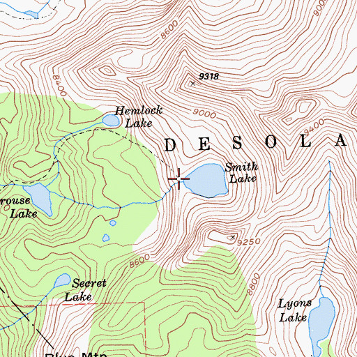Topographic Map of Smith Lake 1-028 Dam, CA