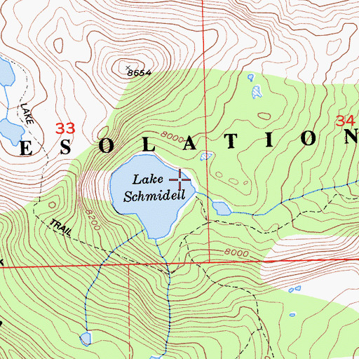 Topographic Map of Schmidell Lake 1-029 Dam, CA