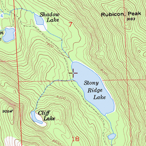 Topographic Map of Stony Ridge Lake 1-032 Dam, CA