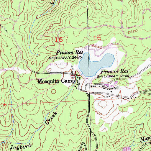 Topographic Map of Finnon Lake 1-034 Dam, CA
