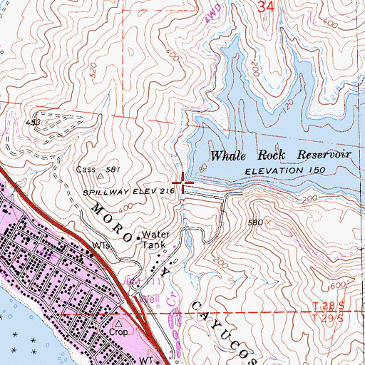 Topographic Map of Whale Rock 1-040 Dam, CA